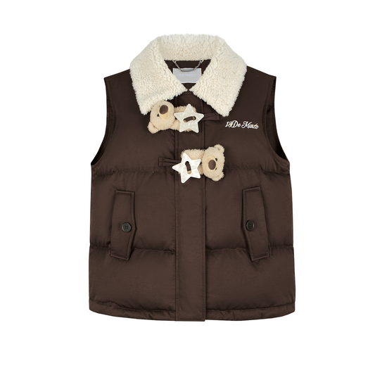 13DE MARZO Star Button Fur Collar Down Vest - 13DE MARZO