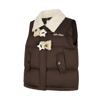 13DE MARZO Star Button Fur Collar Down Vest
