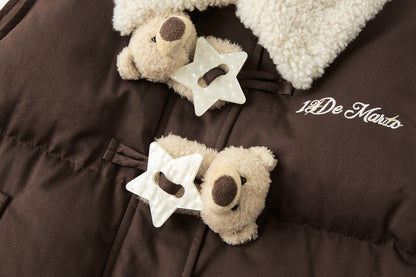 13DE MARZO Star Button Fur Collar Down Vest