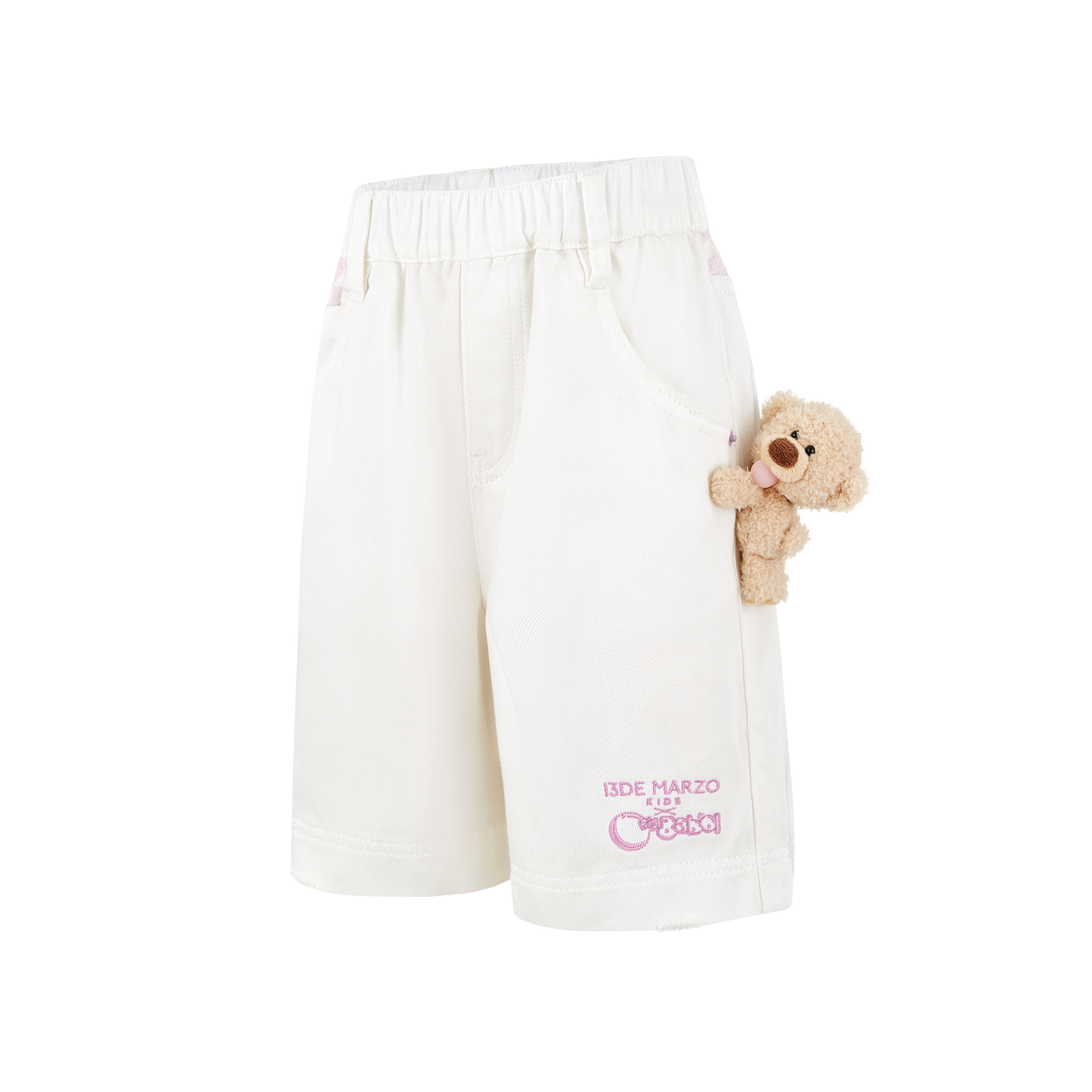 13DE MARZO BabyBear Bubblegum Jorts White - 13DE MARZO