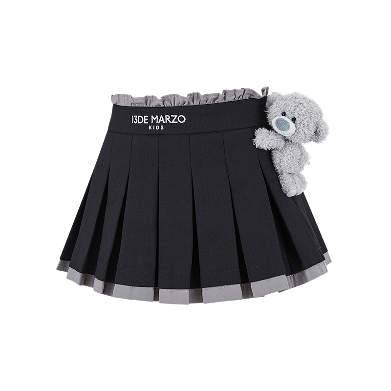 13DE MARZO BabyBear Pleated Dress Black