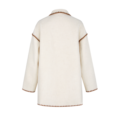 13DE MARZO Snow Bear Mid Length Scarf Coat White