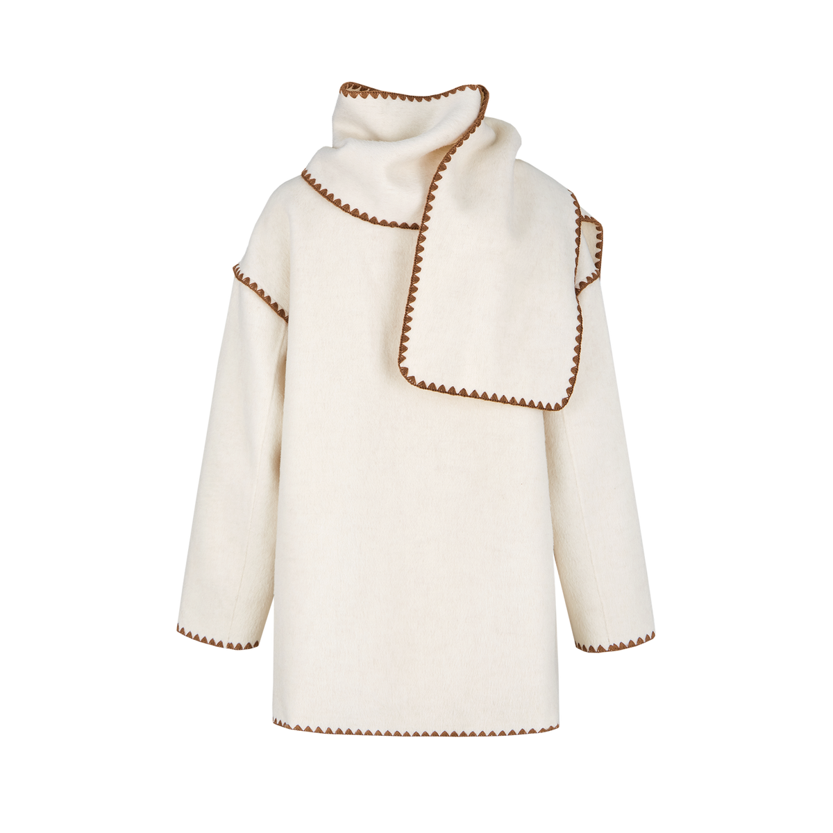 13DE MARZO Snow Bear Mid Length Scarf Coat White