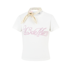 13DE MARZO Cross-Over Collar Button-Strap T-shirt White