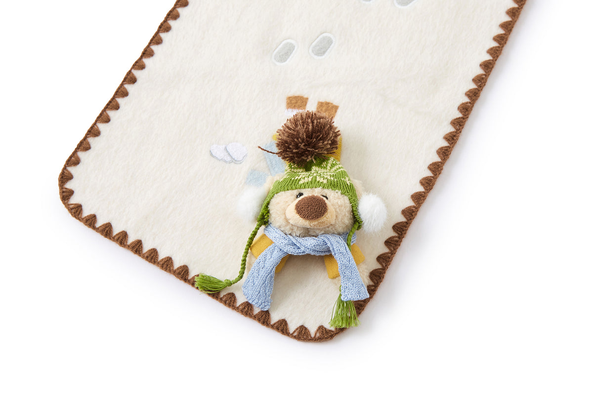 13DE MARZO Snow Bear Mid Length Scarf Coat White