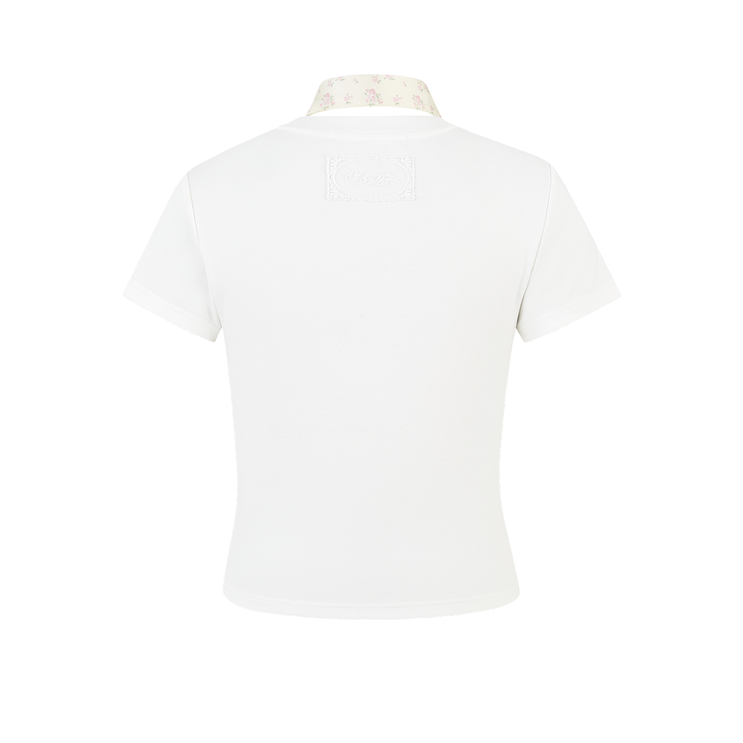 13DE MARZO Cross-Over Collar Button-Strap T-shirt White