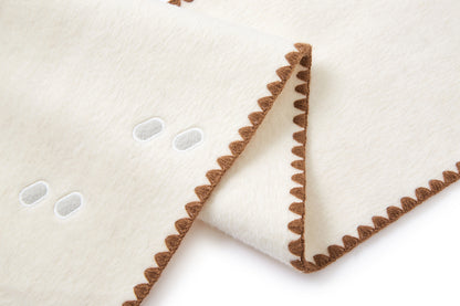 13DE MARZO Snow Bear Mid Length Scarf Coat White