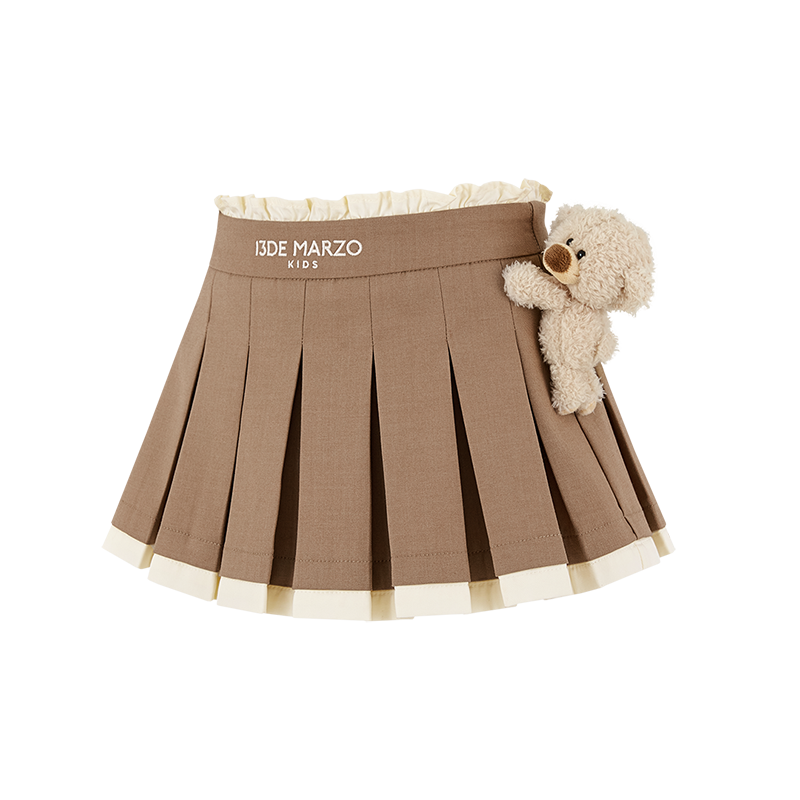 13DE MARZO BabyBear Pleated Dress Khaki