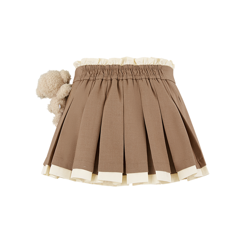 13DE MARZO BabyBear Pleated Dress Khaki