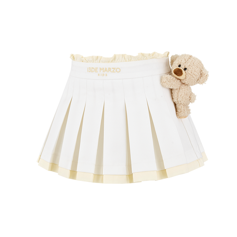 13DE MARZO BabyBear Pleated Dress White