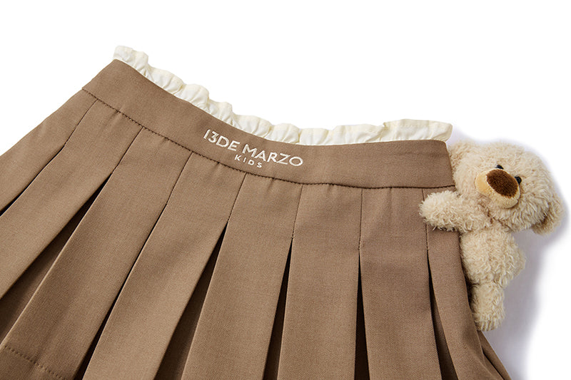 13DE MARZO BabyBear Pleated Dress Khaki
