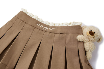 13DE MARZO BabyBear Pleated Dress Khaki