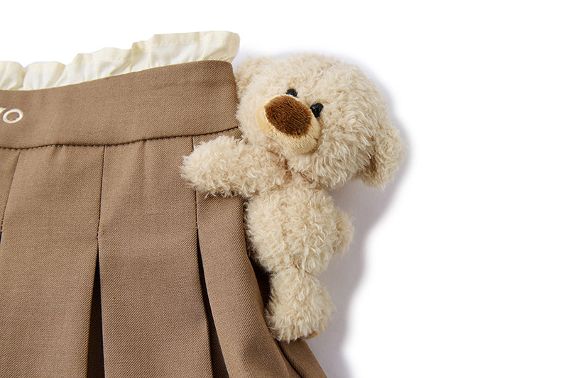 13DE MARZO BabyBear Pleated Dress Khaki