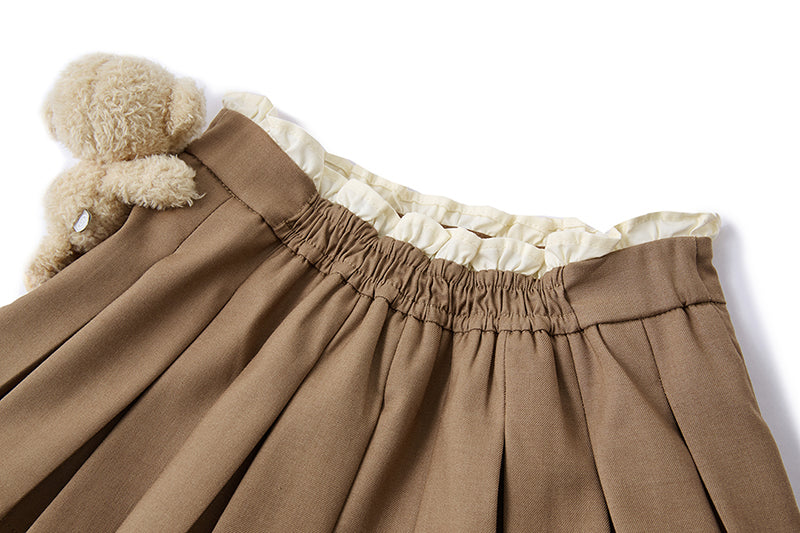 13DE MARZO BabyBear Pleated Dress Khaki
