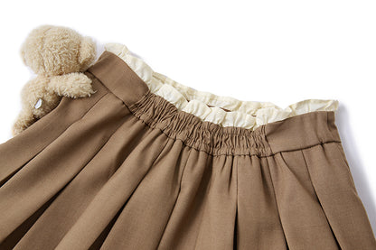 13DE MARZO BabyBear Pleated Dress Khaki