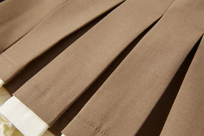 13DE MARZO BabyBear Pleated Dress Khaki