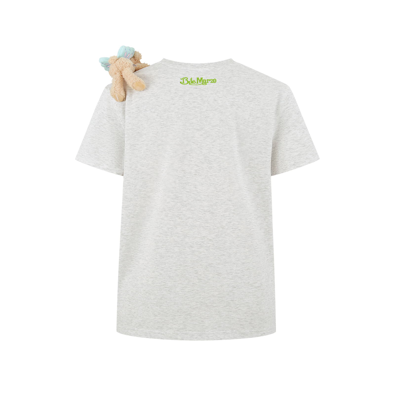 13DE MARZO Floral Bear Illustration T-Shirt Grey - 13DE MARZO