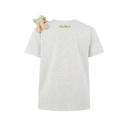 13DE MARZO Floral Bear Illustration T-Shirt Grey - 13DE MARZO