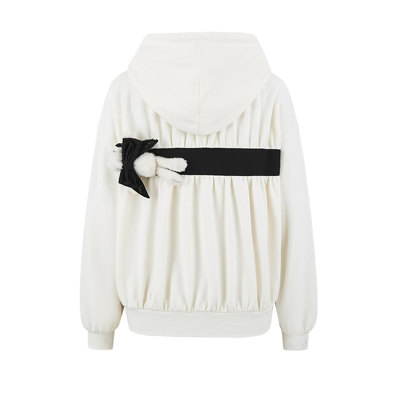 13DE MARZO Bow Detail Bear Print Sweatshirt