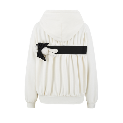 13DE MARZO Bow Detail Bear Print Sweatshirt