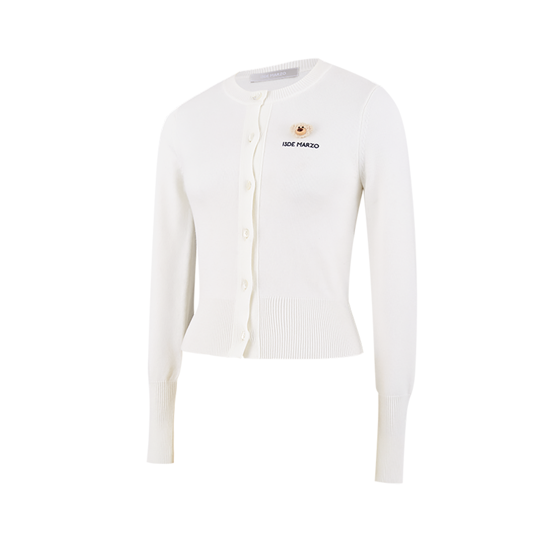 13DE MARZO Mini Logo Cardigan White