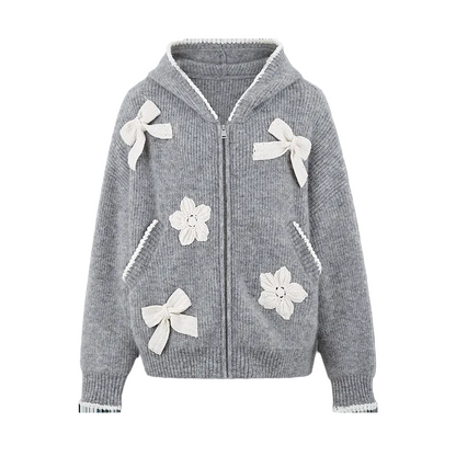 13DE MARZO Crochet Trimmed Knitted Hoodie