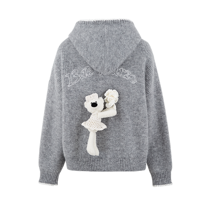 13DE MARZO Crochet Trimmed Knitted Hoodie