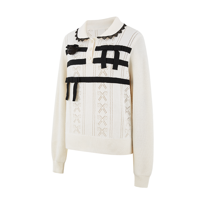 13DE MARZO Knitted Polo Collar Pullover