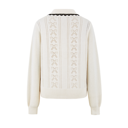 13DE MARZO Knitted Polo Collar Pullover