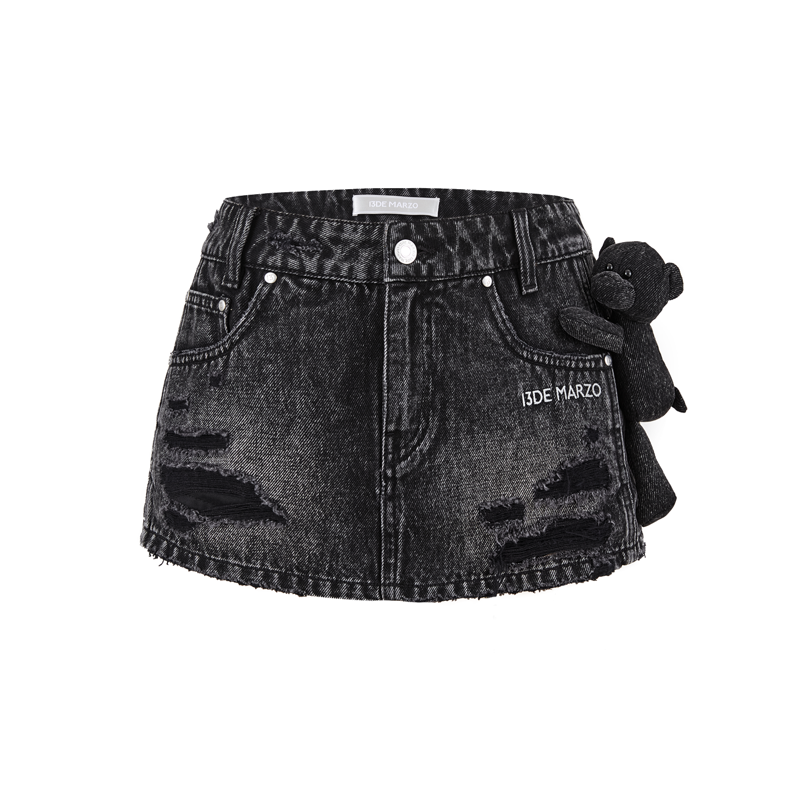 13DE MARZO Broken Bear Hot Jorts Black - 13DE MARZO