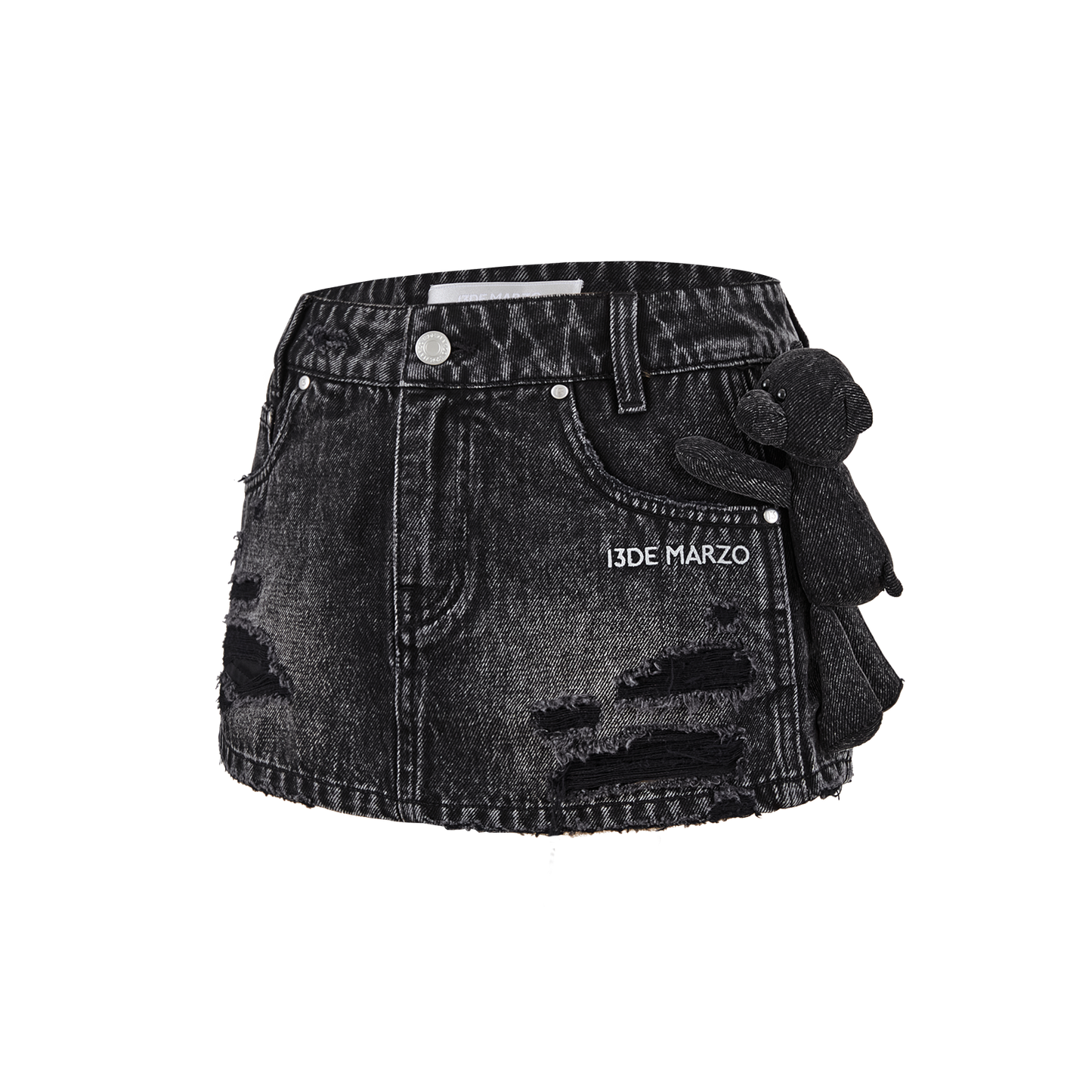 13DE MARZO Broken Bear Hot Jorts Black - 13DE MARZO