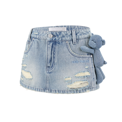 13DE MARZO Broken Bear Hot Jorts Blue - 13DE MARZO