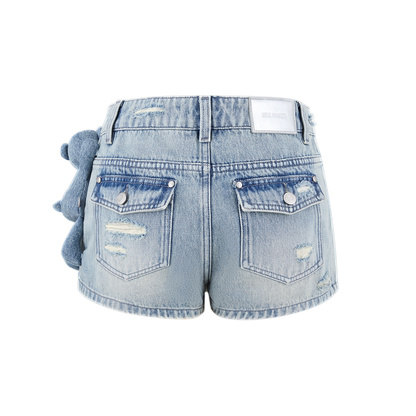 13DE MARZO Broken Bear Hot Jorts Blue - 13DE MARZO