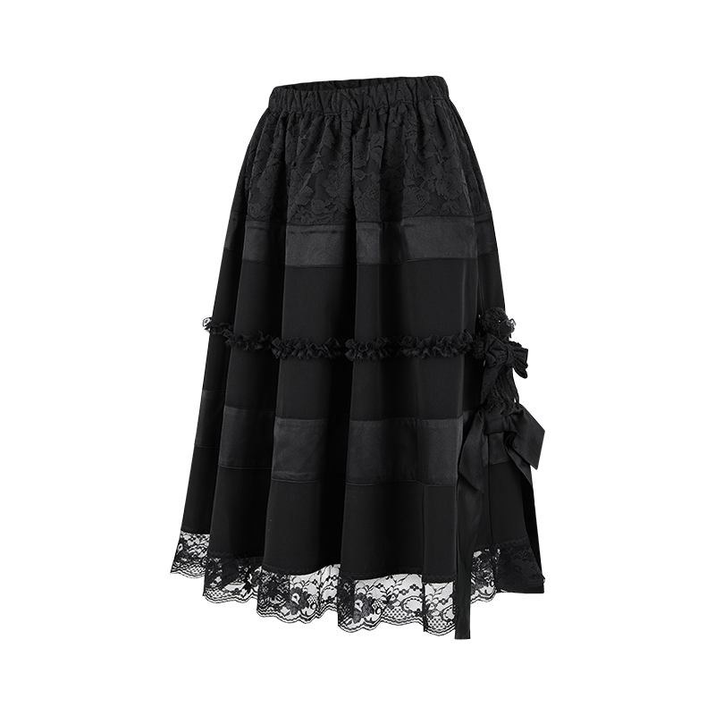 13DE MARZO Lace Panel Bow Long Dress