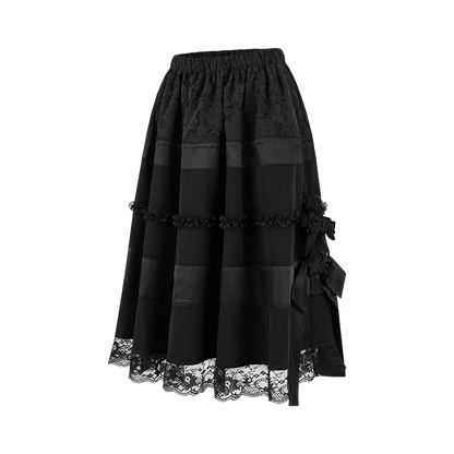 13DE MARZO Lace Panel Bow Long Dress