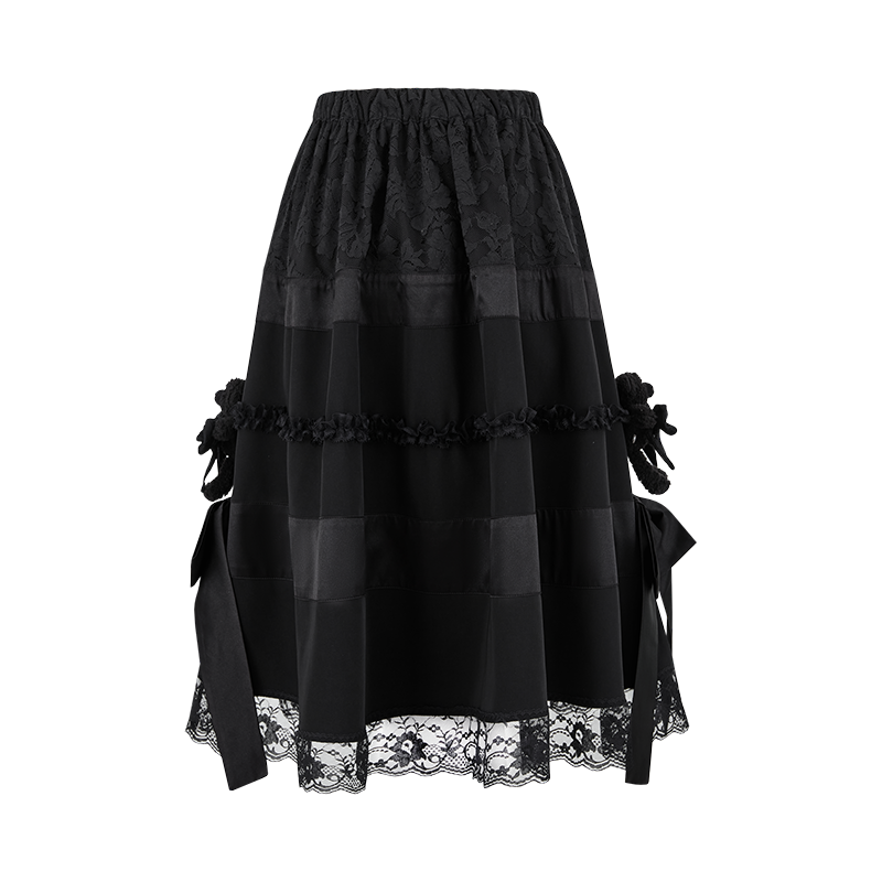 13DE MARZO Lace Panel Bow Long Dress