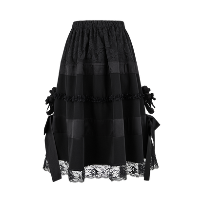 13DE MARZO Lace Panel Bow Long Dress