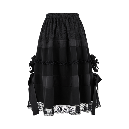 13DE MARZO Lace Panel Bow Long Dress