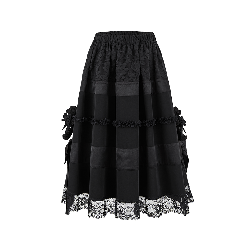 13DE MARZO Lace Panel Bow Long Dress