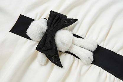 13DE MARZO Bow Detail Bear Print Sweatshirt