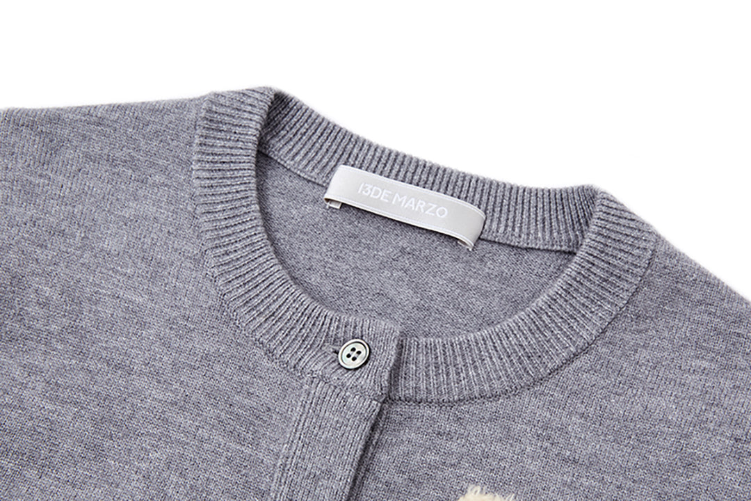 13DE MARZO Mini Logo Cardigan Grey