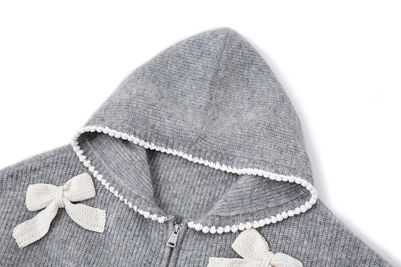 13DE MARZO Crochet Trimmed Knitted Hoodie