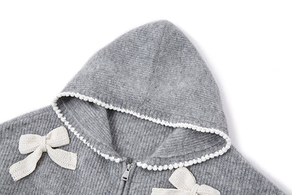 13DE MARZO Crochet Trimmed Knitted Hoodie