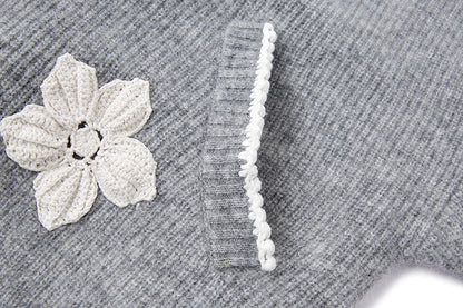 13DE MARZO Crochet Trimmed Knitted Hoodie