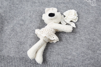 13DE MARZO Crochet Trimmed Knitted Hoodie