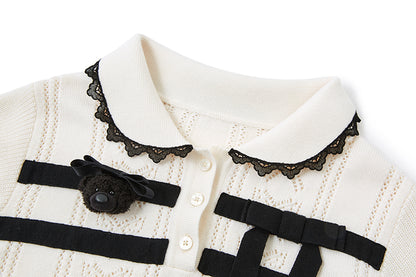 13DE MARZO Knitted Polo Collar Pullover