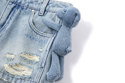 13DE MARZO Broken Bear Hot Jorts Blue - 13DE MARZO