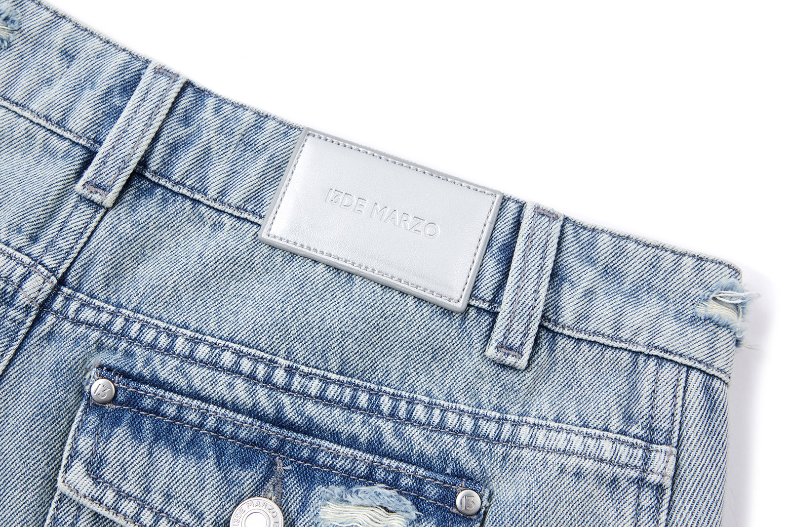 13DE MARZO Broken Bear Hot Jorts Blue - 13DE MARZO