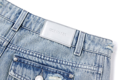 13DE MARZO Broken Bear Hot Jorts Blue - 13DE MARZO