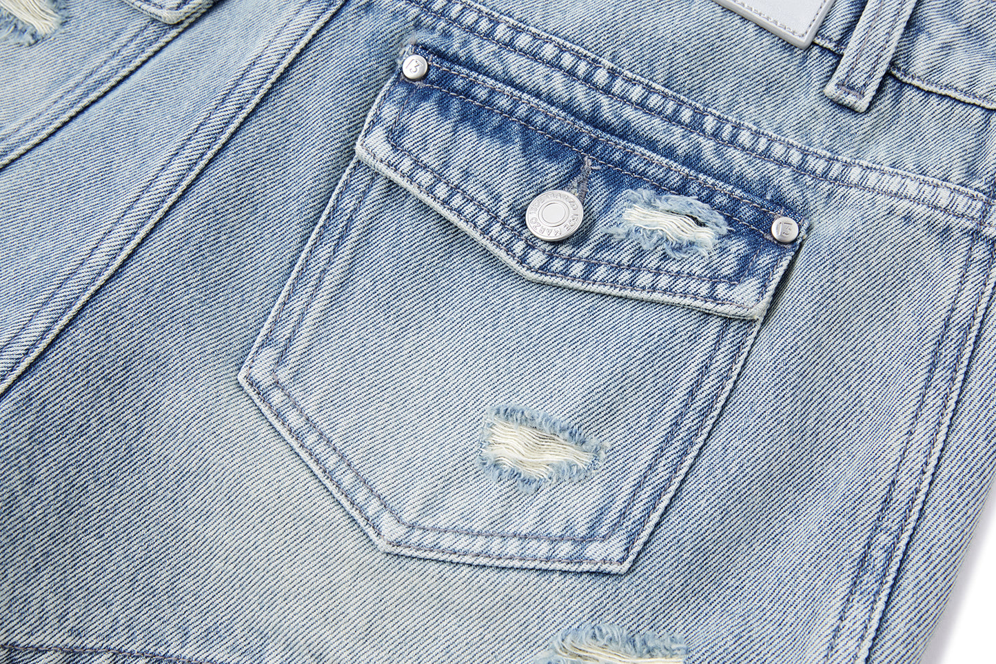 13DE MARZO Broken Bear Hot Jorts Blue - 13DE MARZO